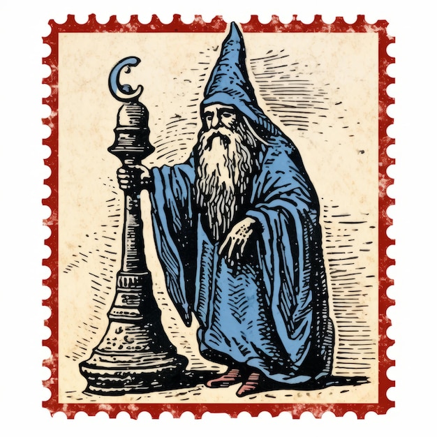 Germanic Art Inspired Wizard Poster Or Stamp Design