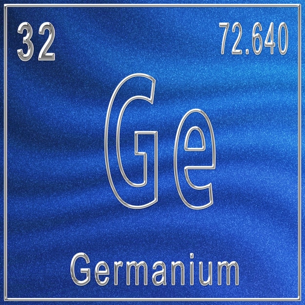 Foto elemento chimico germanio, segno con numero atomico e peso atomico, elemento della tavola periodica