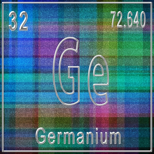 Foto germanium scheikundig element teken met atoomnummer en atoomgewicht