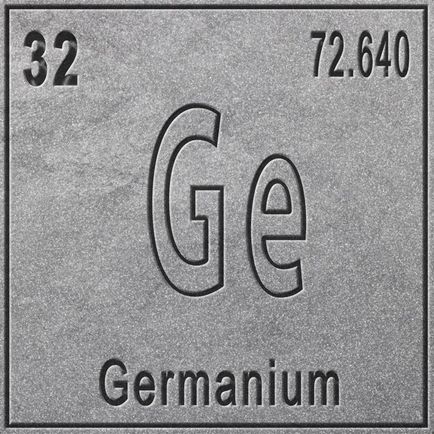 Foto germanium scheikundig element teken met atoomnummer en atoomgewicht