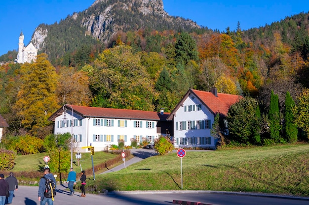 Germany Bavaria Schwangau Neuschwanstein Castle small town