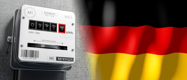 Germany country flag and energy meter 3d illustration