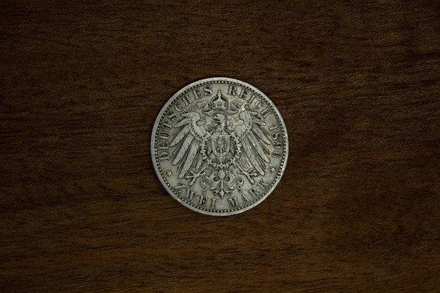 Foto germania impero wurttemberg moneta d'argento 2 due marchi 1896, testa di koenig guglielmo ii , aquila imperiale