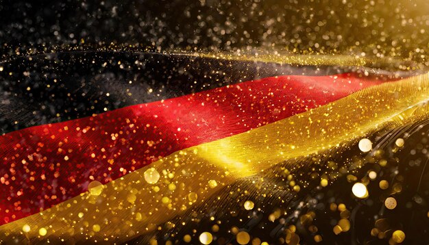 ドイツ国旗 黄金の粒子 クリスマス 黄金の光輝きの粒子 白い背景のボケー 人工知能によって生成された