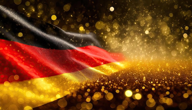 ドイツ国旗 黄金の粒子 クリスマス 黄金の光輝く粒子 白い背景のボケ