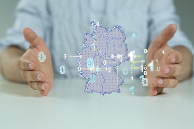 germany map digital in hand 3d