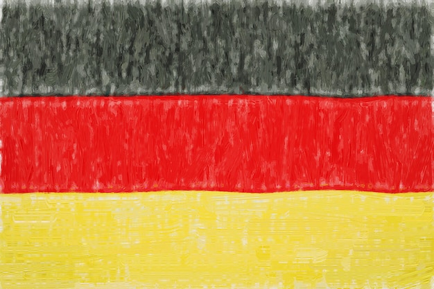 Раскрашенный флаг Германии. Патриотический рисунок на бумажном фоне. Государственный флаг Германии