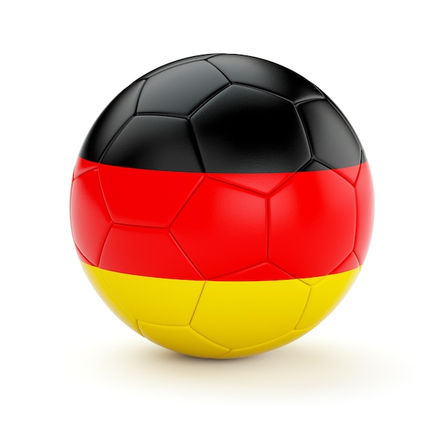 흰색 배경에 고립 된 독일 국기와 함께 독일 축구 축구 공