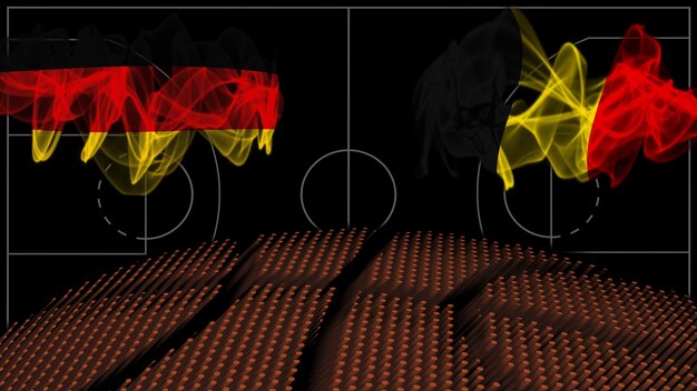 ドイツ対ベルギーバスケットボール、スモークフラッグ、スポーツゲーム