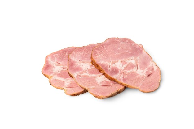 Gerookte ham geïsoleerd op wit