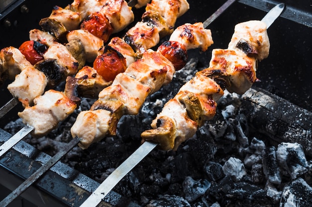 Foto geroosterd op grill shish kebabs