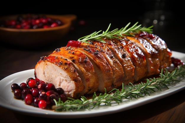 Geroosterd varkenshaasje met cranberry en rozemarijn