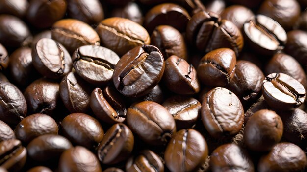 Gerosted Rich and Aromatic Coffee Beans achtergrond CloseUp View of Fresh Coffee Beans Texture