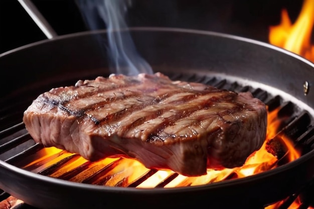 Geruikt vlees op het vuur.
