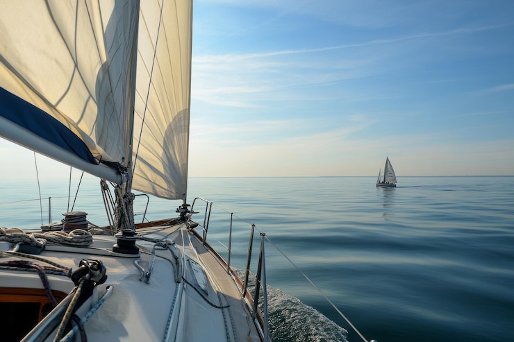 Foto gerust zeilen op rustige wateren