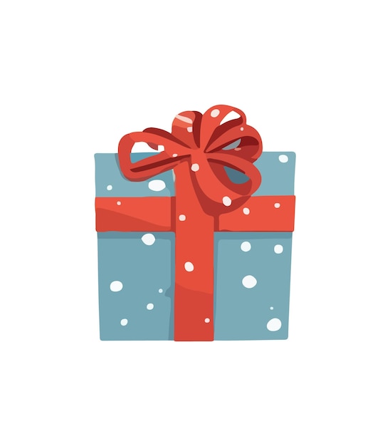 Geschenk vector illustratie Kerstmis Nieuwjaar decoratie doos getekend in cartoon waterverf stijl geïsoleerd op een witte achtergrond