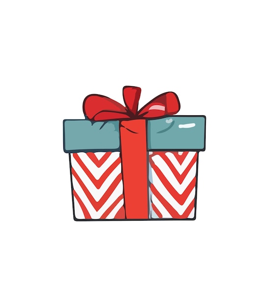 Geschenk vector illustratie Kerstmis Nieuwjaar decoratie doos getekend in cartoon waterverf stijl geïsoleerd op een witte achtergrond