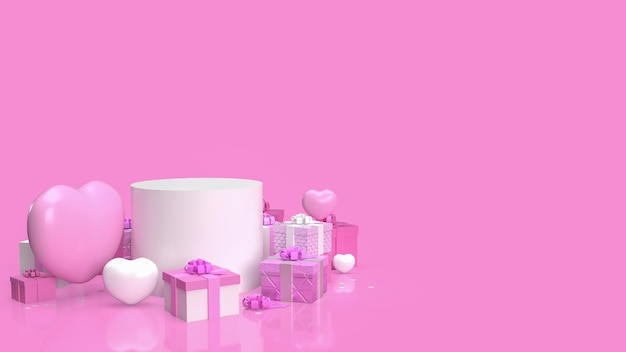 Geschenkdoos en hart voor valentijn concept 3D-rendering