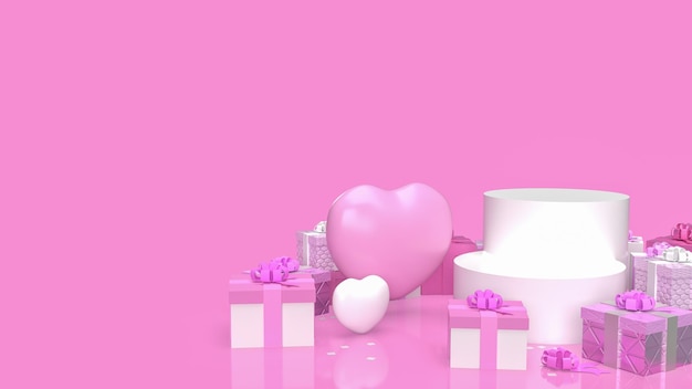 Geschenkdoos en hart voor valentijn concept 3D-rendering