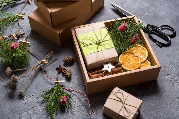 Geschenkdoos, kerst concept