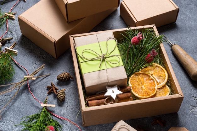 Geschenkdoos, kerst concept