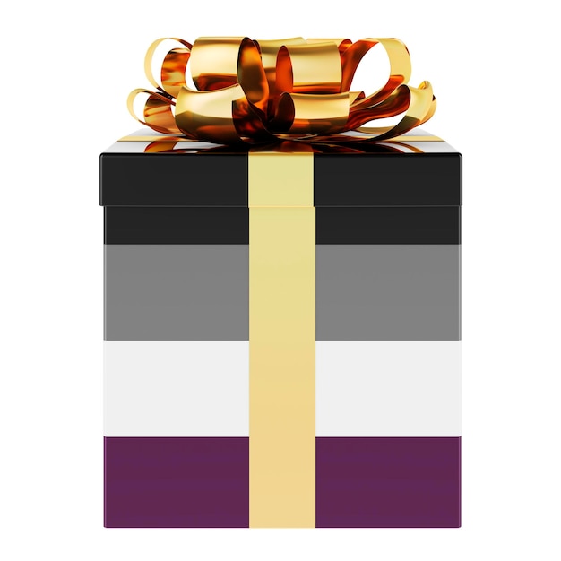 Foto geschenkdoos met aseksuele vlag 3d-weergave