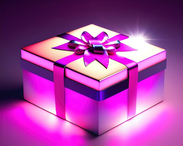 geschenkdoos met magisch glanzend roze open geschenkdoos met magisch licht