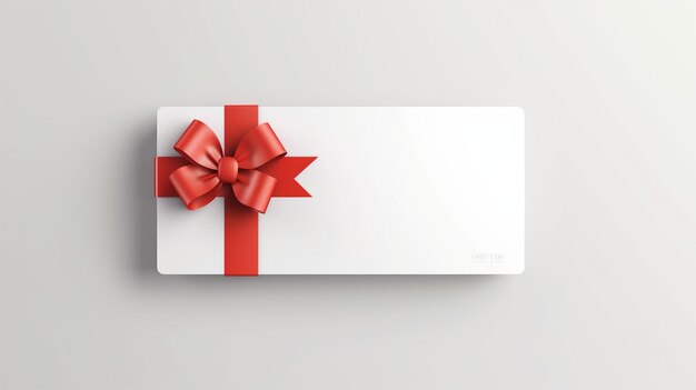 Foto geschenkdoos met rode strik op witte achtergrond