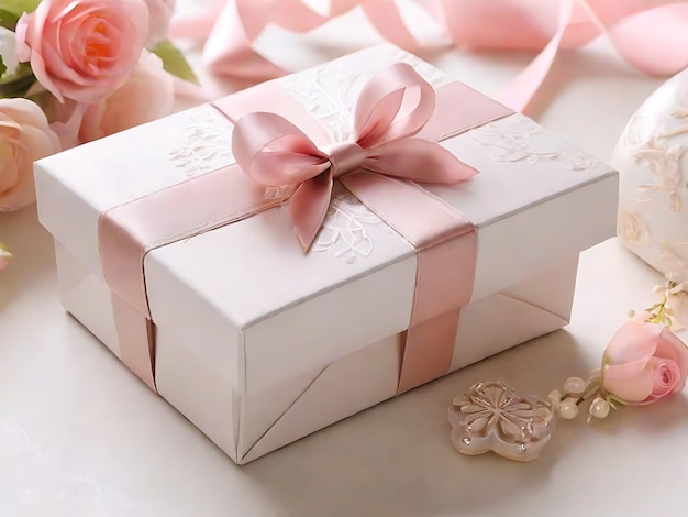 Geschenkdoos verpakken op witte achtergrond Elegant cadeau verpakking mockup