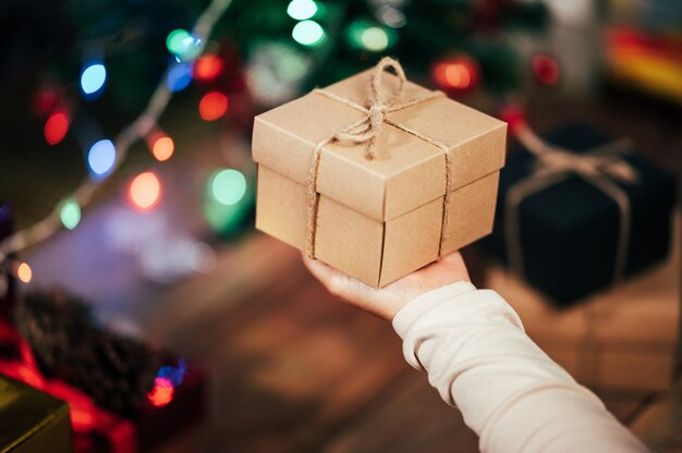 Geschenkdoos voor Kerstmis en Nieuwjaar vakantie achtergrond