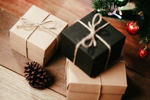 Geschenkdoos voor Kerstmis en Nieuwjaar vakantie achtergrond