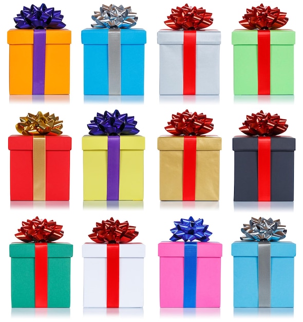 Geschenken cadeau verjaardag kerstcollectie presenteert geïsoleerd op wit