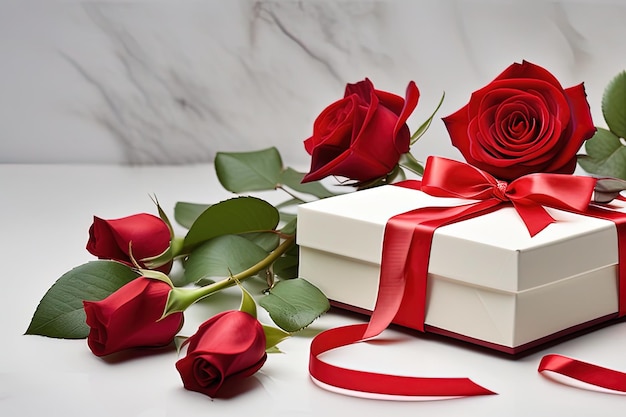 Geschenken en rozenbloem Valentijnsdag Geschenk