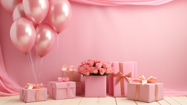 Foto geschenken met ballonnen in roze kleur