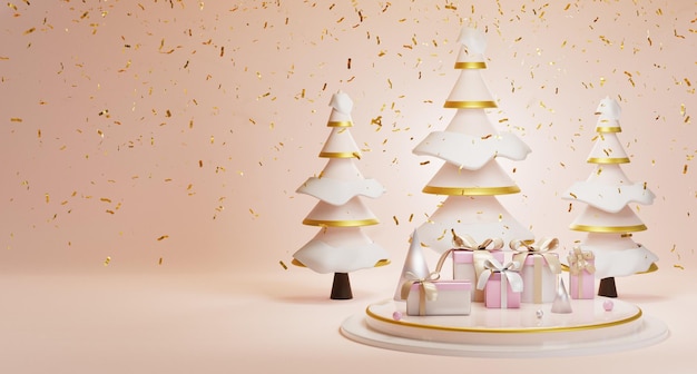 Geschenken voor de kerstboom 3d-rendering