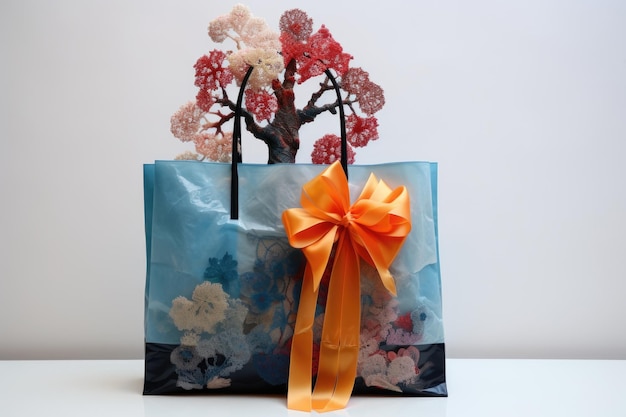 Foto geschenkzak met tissuepapier en decoraties