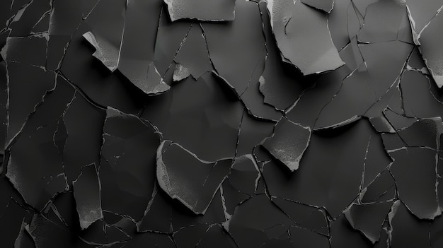 Gescheurde papieren stukken macro op een zwarte abstracte minimalistische achtergrond Dramatisch behang