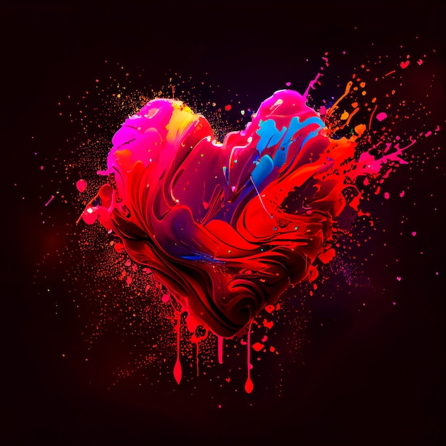 Geschilderd hart kleurrijke Valentine39s dag Illustratie gemaakt door generatieve AI-technologie