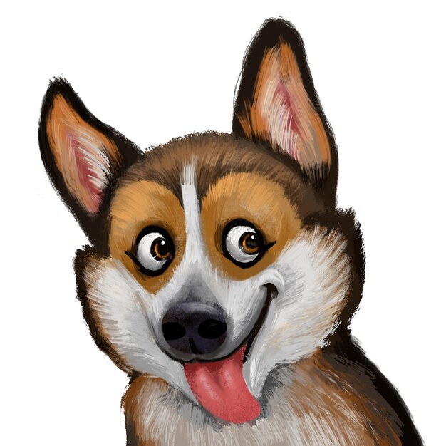 Geschilderd portret van Cardigan welsh corgi