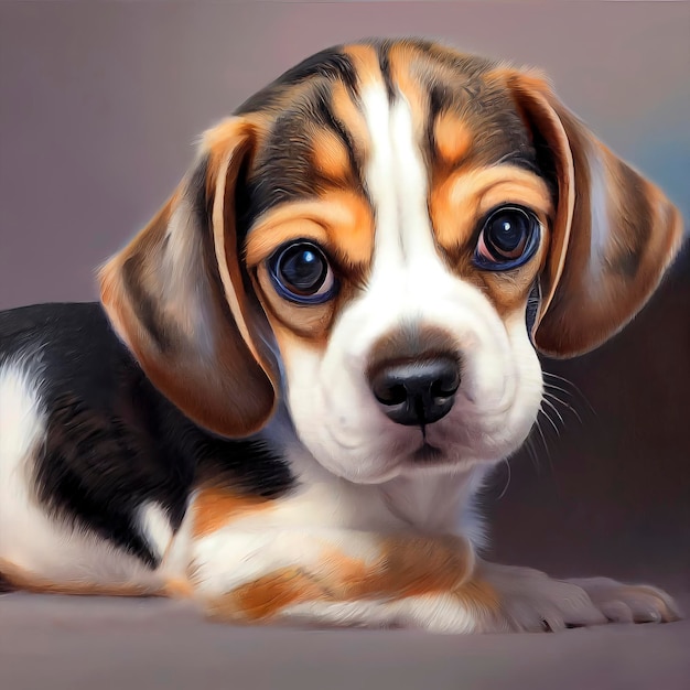 Geschilderd portret van een beagle hond