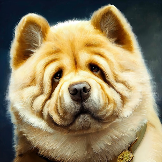 Geschilderd portret van een Chow Chow-hond