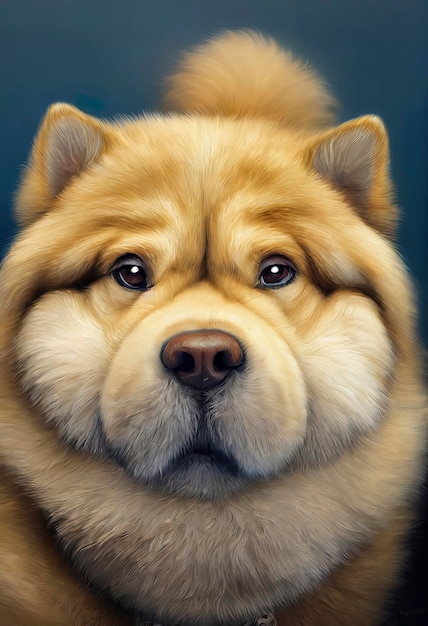 Geschilderd portret van een Chow Chow-hond