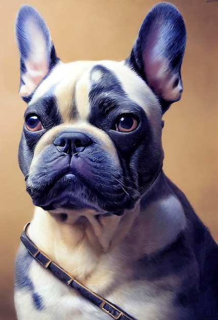 Geschilderd portret van een franse bulldog