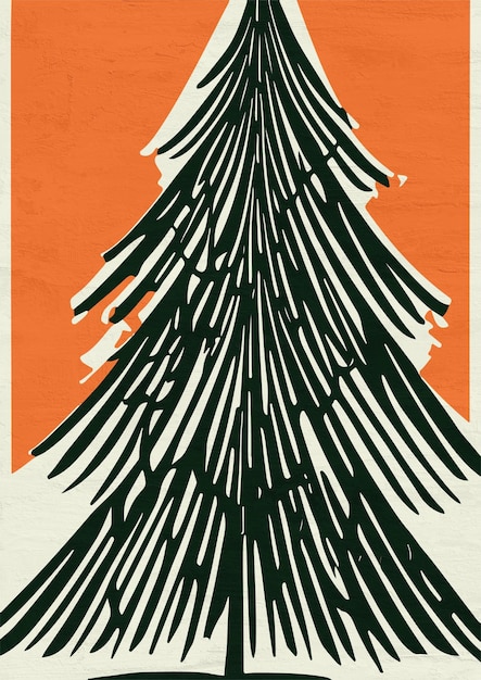 Geschilderde Kerstboom Illustratie Kerstkaart Decoratie Uitsneden Art