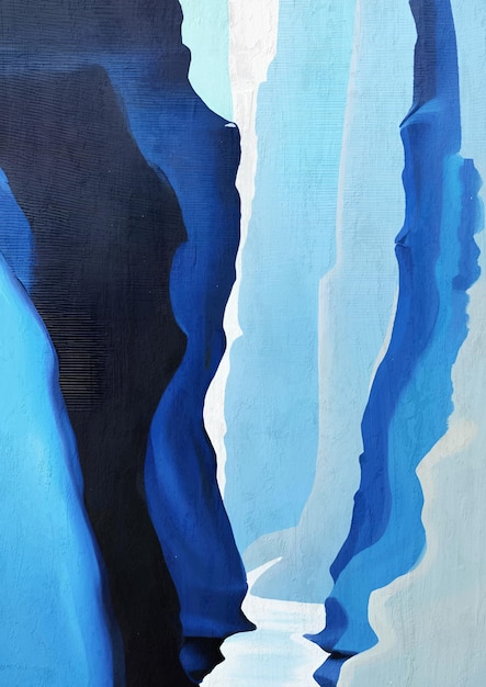 Geschilderde moderne abstracte blauwe canyon canvas kunstdruk