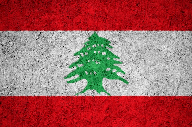 Geschilderde nationale vlag van Libanon op een betonnen muur