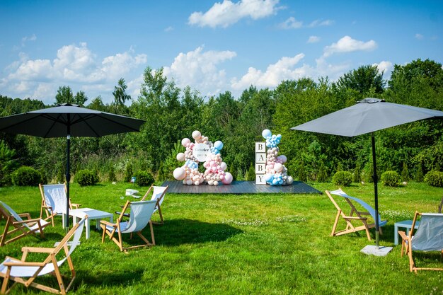 Geslacht partij decoraties achtergrond Babyshower vieringen Gelukkige dag voor ouders