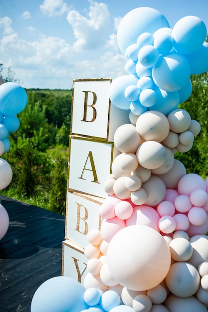 Geslacht partij decoraties achtergrond Babyshower vieringen Gelukkige dag voor ouders