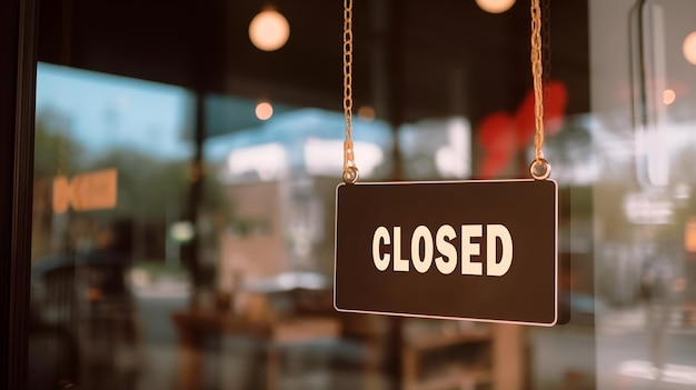 Gesloten bord op de glazen muur van het restaurant