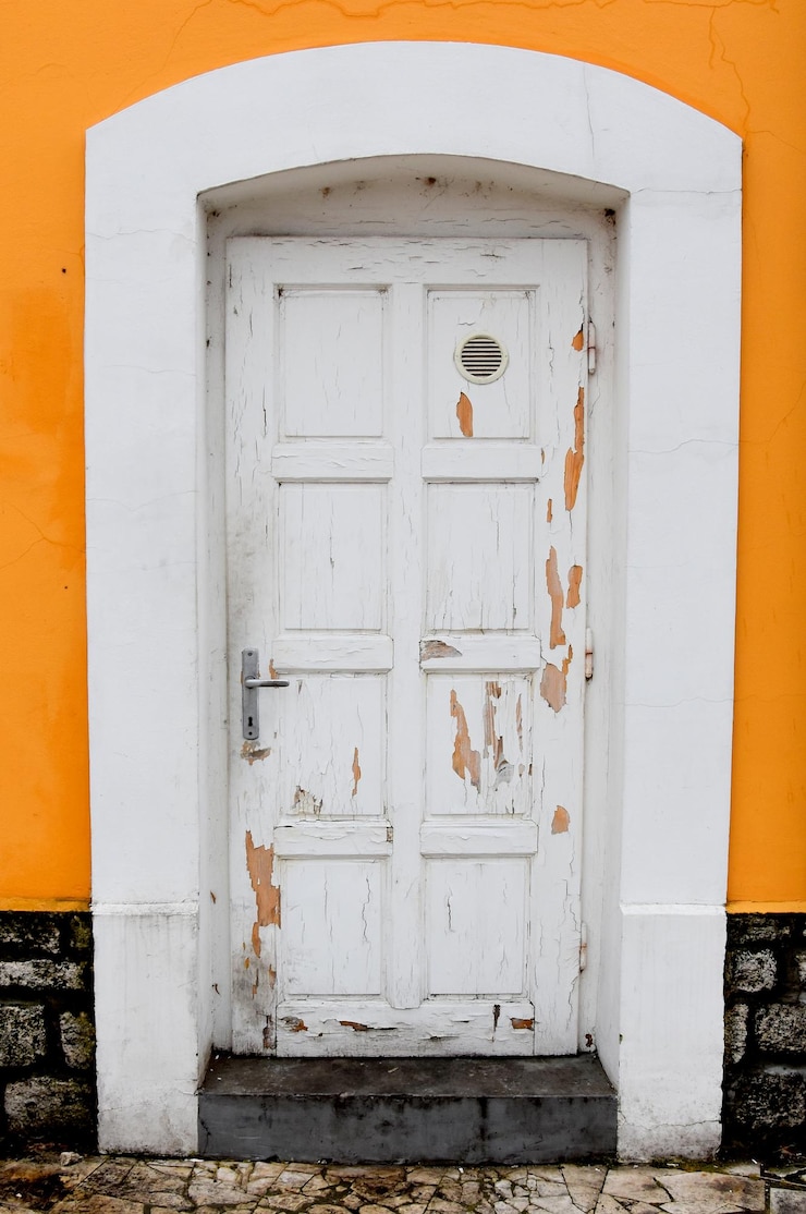 Foto gesloten deur van het huis.